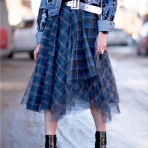 Kate Hewko Asymmetrical Plaid skirt, size XL/L